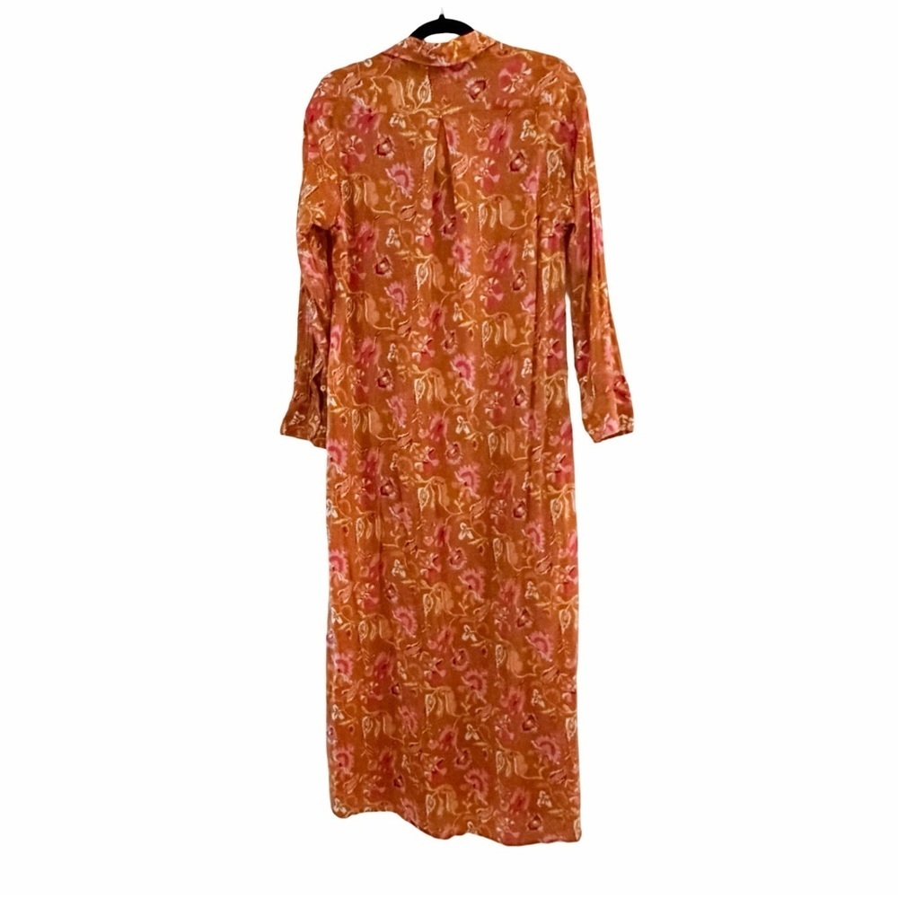 XIRENA Brown Yellow Floral Fall Long Sleeve Button Down Maxi Dress Sz M - Picture 5 of 7
